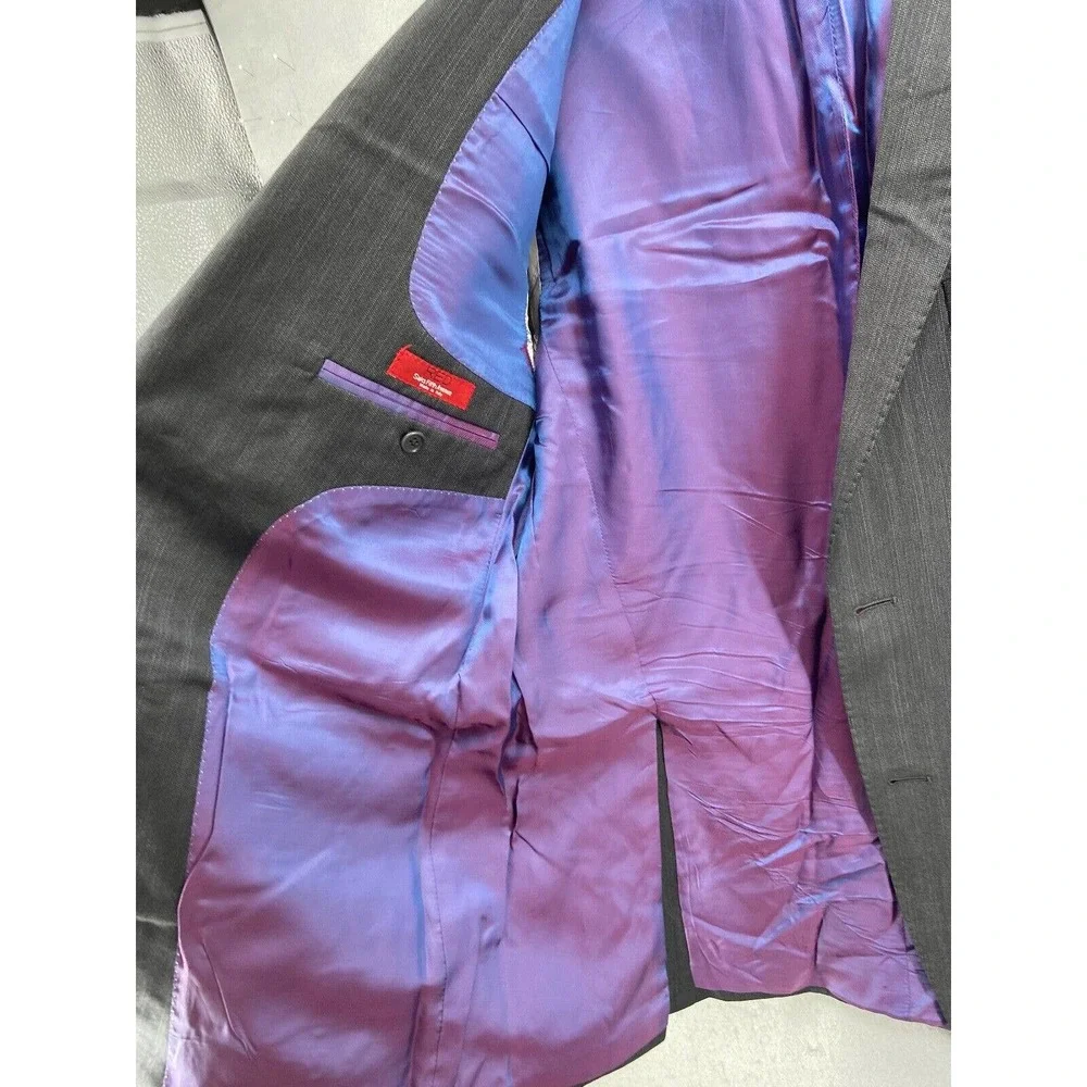 Ermenegildo Zegna Blazer Jacket Mens Sz 42L Gray‎ Wool Silk Stripe 2 Button